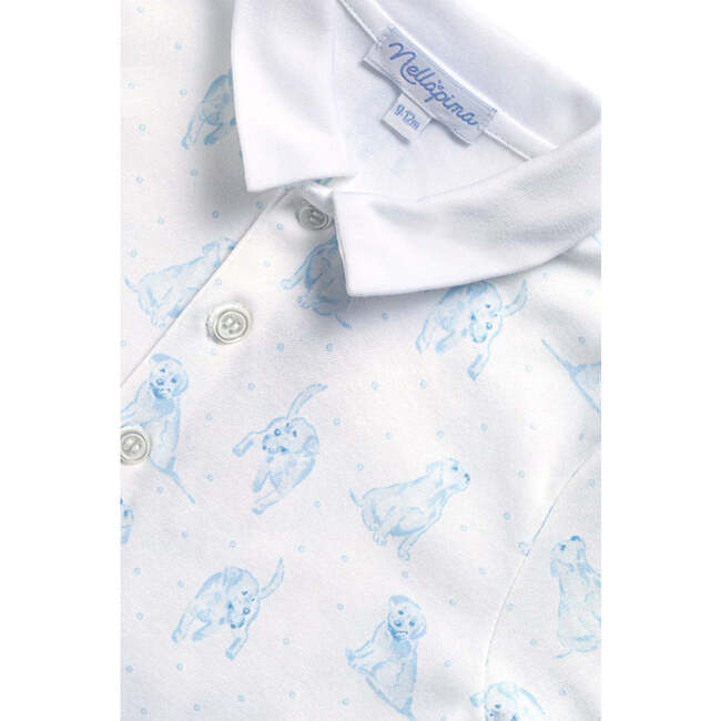 Blue Puppy Love Print Romper long sleeve Blue - Rompers - 3