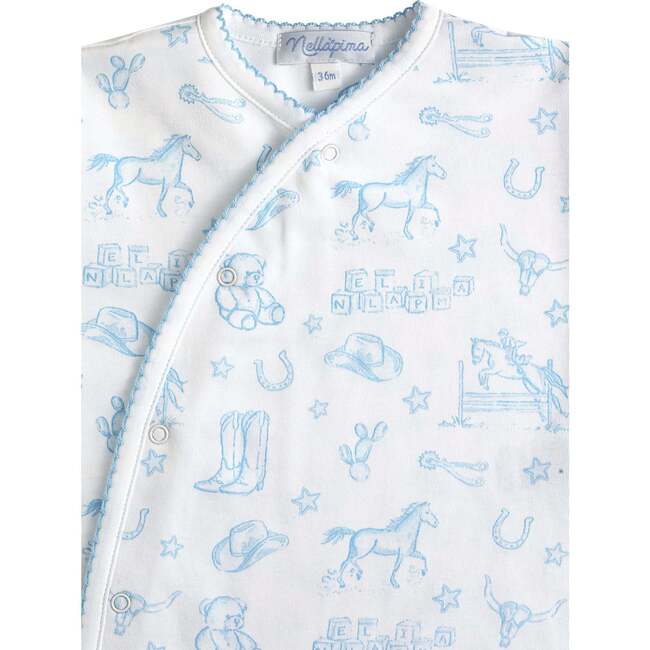 Blue Lone Star Toile Print Crossover Footie Blue