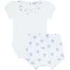 Blue Heart Print Onesie Set Blue - Mixed Apparel Set - 1 - thumbnail