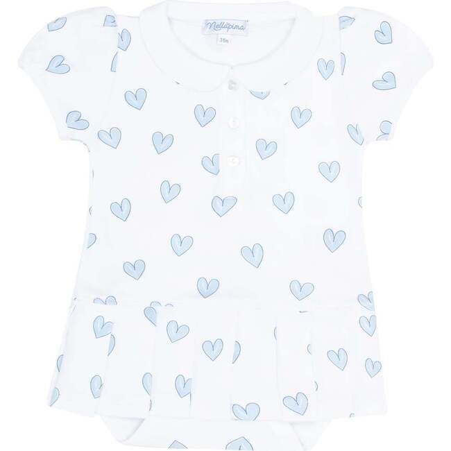 Blue Heart Print Onesie Dress Blue