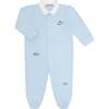 Mini Voyages Embroidery Snap Footie Blue - Footie Pajamas - 1 - thumbnail
