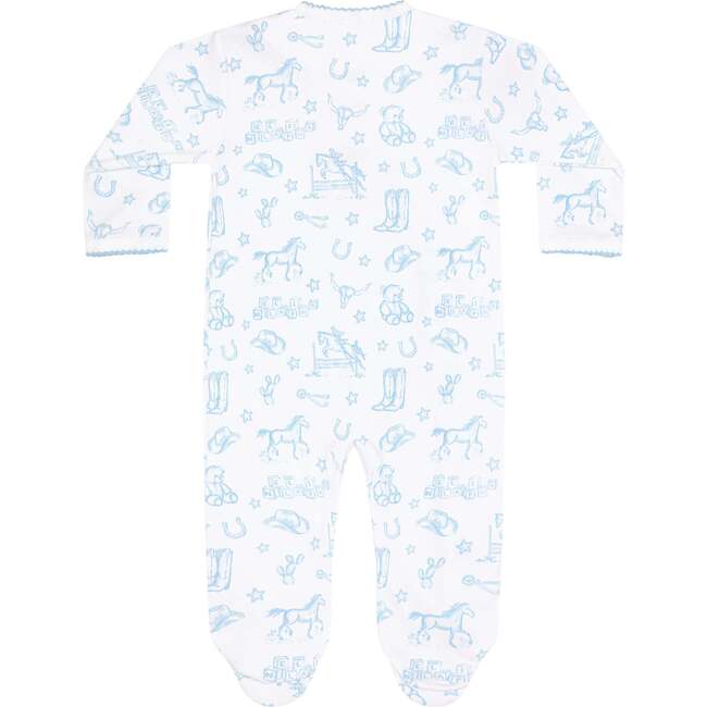 Blue Lone Star Toile Print Crossover Footie Blue - Footie Pajamas - 3