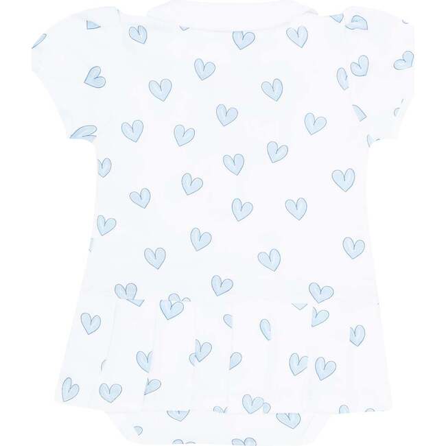 Blue Heart Print Onesie Dress Blue