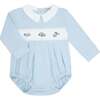 Mini Voyages Embroidery Bubble LS Blue - Rompers - 1 - thumbnail