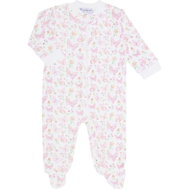 Butterflies Print Zipper Footie Pink - Footie Pajamas - 1
