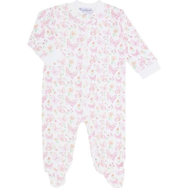 Butterflies Print Zipper Footie Pink - Footie Pajamas - 2