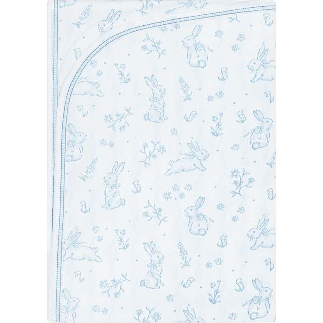 Blue Bunny Toile Blanket Blue