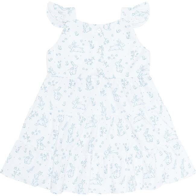 Blue Bunny Toile Ruffle Dress Blue