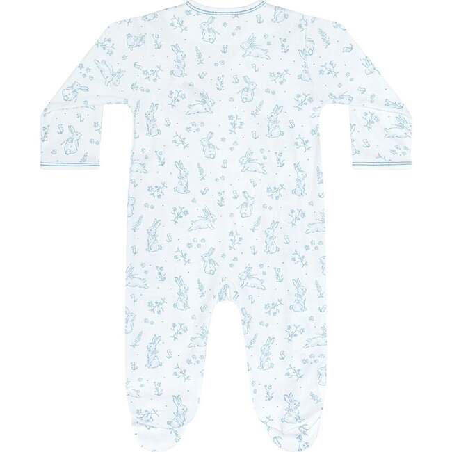 Blue Bunny Toile Crossover Footie Blue