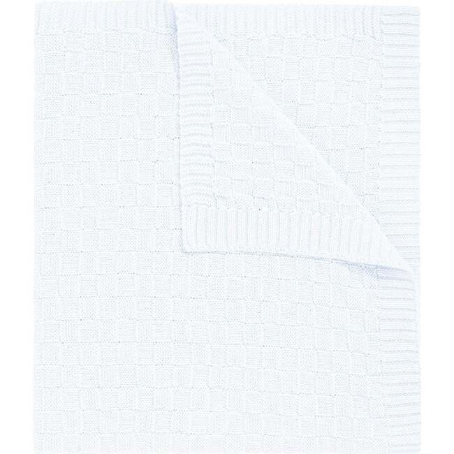 Basket Weave Knit Blanket White