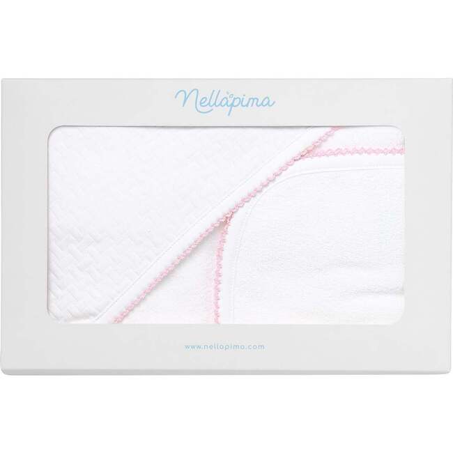 Basket Weave Hooded Baby Towel Pink