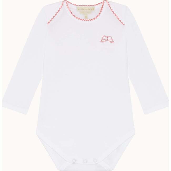 Set of 7 Angel Wing Picot Long Sleeve Onesies, Pink Fade