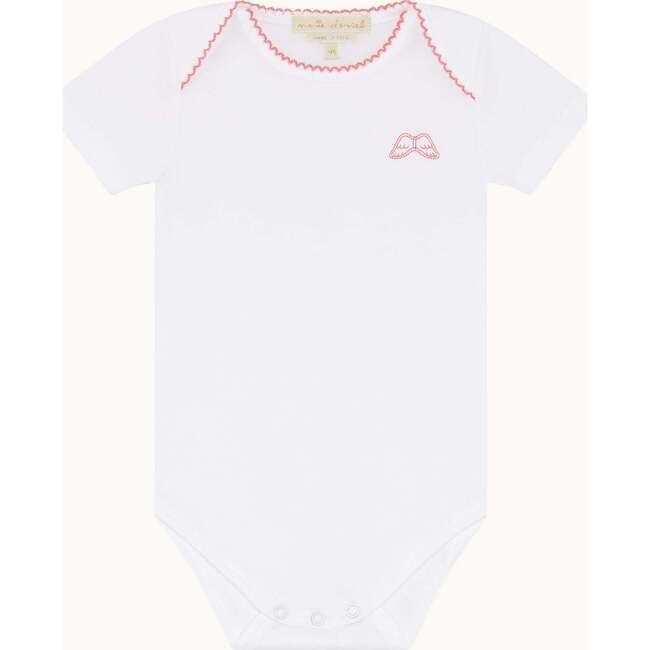 Set of 7 Angel Wing Picot Short Sleeve Onesies, Pink Fade