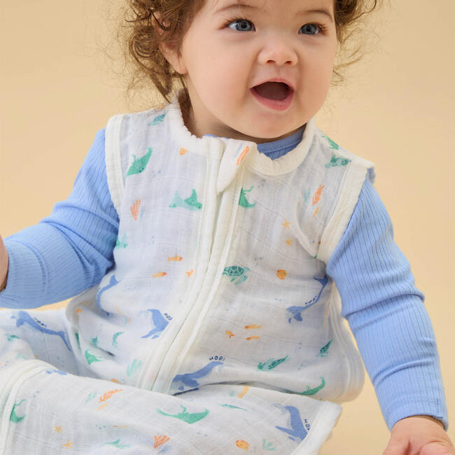 Ocean Print Muslin Front Opening Sleeping Bag 0.5 TOG - Sleep Sacks - 3