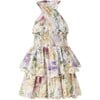 Seraphina Halter Neck Frill Mini Dress, Floral - Dresses - 1 - thumbnail