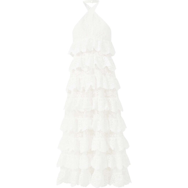 Paloma Lace Frill Maxi Dress, Ivory