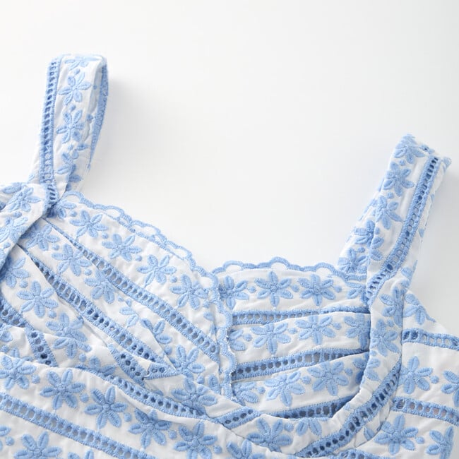 Odessa Frill Embroidered Top, Powder Blue - Blouses - 3