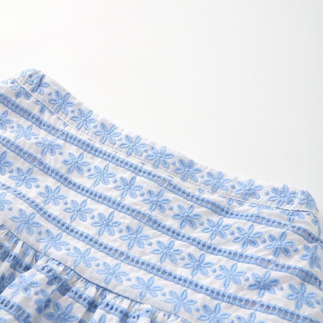 Odessa Frill Embroidered Maxi Skirt, Powder Blue - Skirts - 3