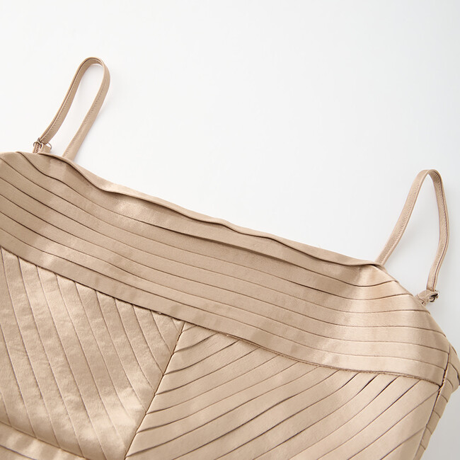 Jasmine Pleated Mini Dress, Biscuit - Dresses - 3
