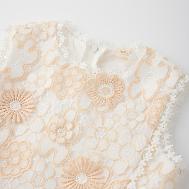 Haley Embroidered Frill Maxi Dress, Beige - Dresses - 3