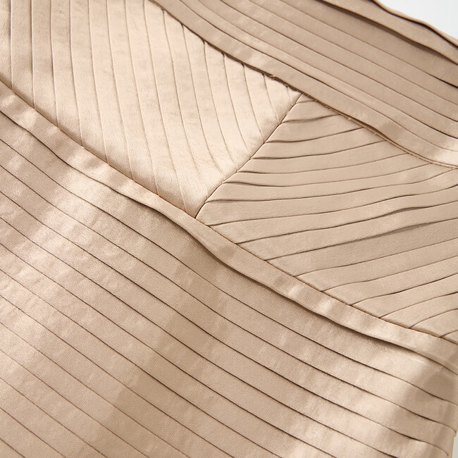 Jasmine Pleated Mini Dress, Biscuit - Dresses - 5