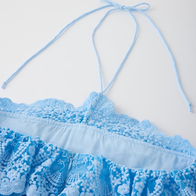 Paloma Lace Frill Mini Dress, Powder Blue - Dresses - 6