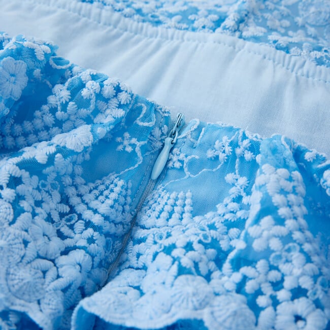 Paloma Lace Frill Mini Dress, Powder Blue - Dresses - 7