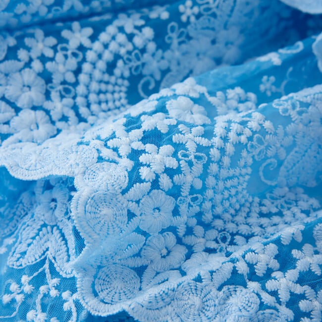 Paloma Lace Frill Mini Dress, Powder Blue - Dresses - 8