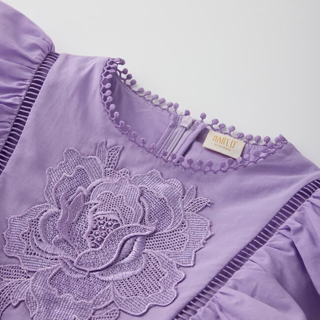 Carloyn Frill Cotton Mini Dress, Lavender - Dresses - 3