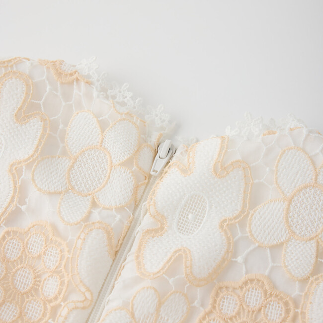 Haley Embroidered Frill Maxi Dress, Beige - Dresses - 8