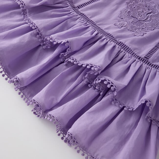 Carloyn Frill Cotton Mini Dress, Lavender - Dresses - 7