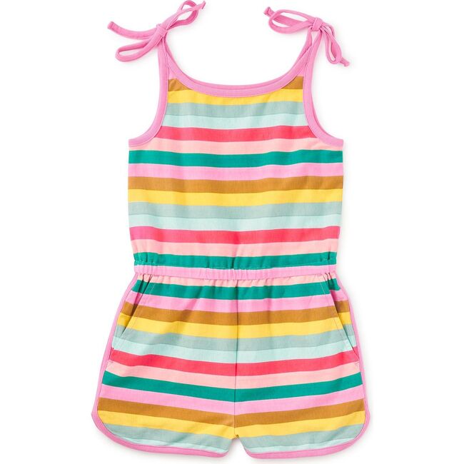 Tie Shoulder Sporty Romper, San Sebastian Stripe