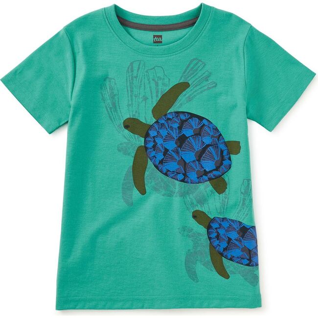 Turtles in Motion Graphic Tee, Glaze Blue