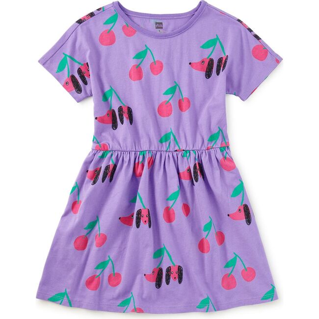 Short Sleeve Twirl Dress, Cherry Dog