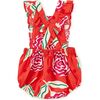 Ruffle Bubble Baby Romper, Flamenco Carnation - Rompers - 2 - thumbnail