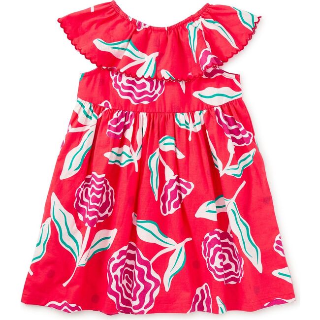 Flutter Sleeve Woven Dress, Flamenco Carnation