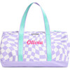 Personalized Kids Duffle Bag, Purple Checker - Luggage - 1 - thumbnail