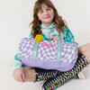 Personalized Kids Duffle Bag, Purple Checker - Luggage - 2