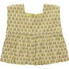 Girls Kamari Top, Green Prairie Block Print Spring - Blouses - 1 - thumbnail