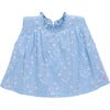 Girls Misha Top, Blue Dewdrop Block Print - Blouses - 1 - thumbnail