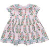 Girls Elowen Dress, Pink Dewdrop Block Print Spring - Dresses - 1 - thumbnail