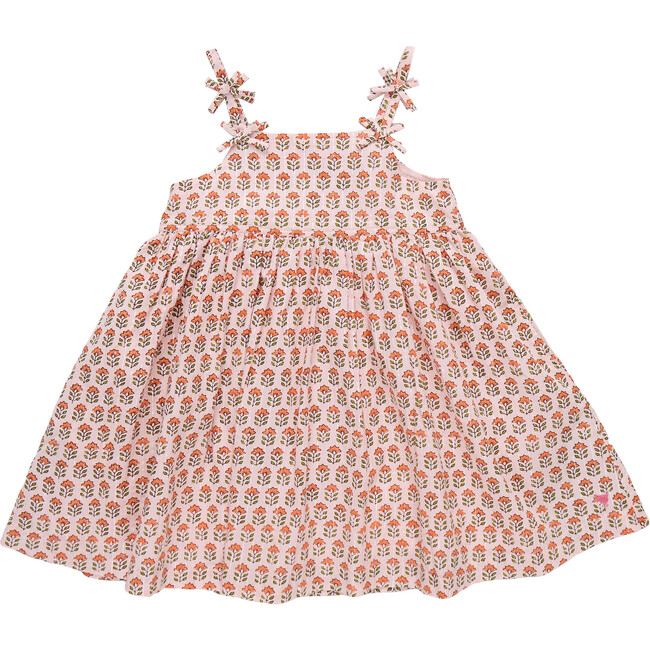Girls Tia Dress, Pink Prairie Block Print