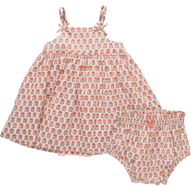 Baby Girls Tia Dress Set, Pink Prairie Block Print