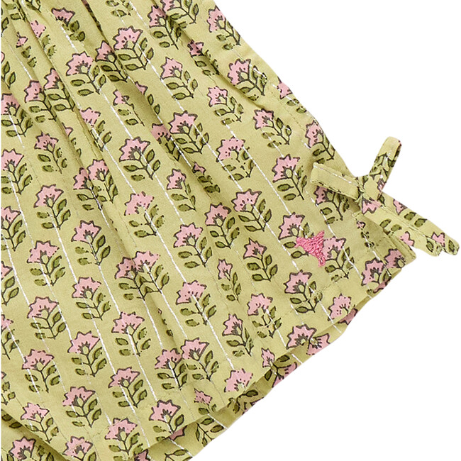 Girls Jules Short, Green Prairie Block Print Spring