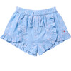 Girls Millie Ruffle Short, Blue Dewdrop Block Print - Shorts - 1 - thumbnail