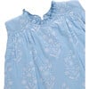 Girls Misha Top, Blue Dewdrop Block Print - Blouses - 2 - thumbnail