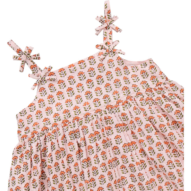 Girls Tia Dress, Pink Prairie Block Print