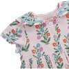 Girls Elowen Dress, Pink Dewdrop Block Print Spring - Dresses - 2 - thumbnail