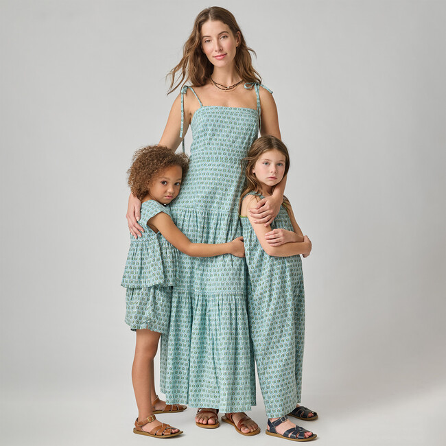 Womens Marilyn Dress, Blue Prairie Block Print