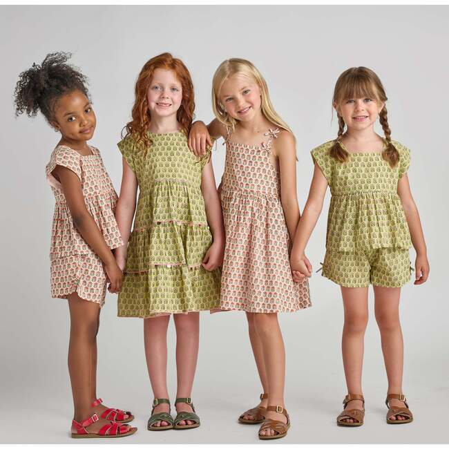 Girls Tia Dress, Pink Prairie Block Print - Dresses - 3